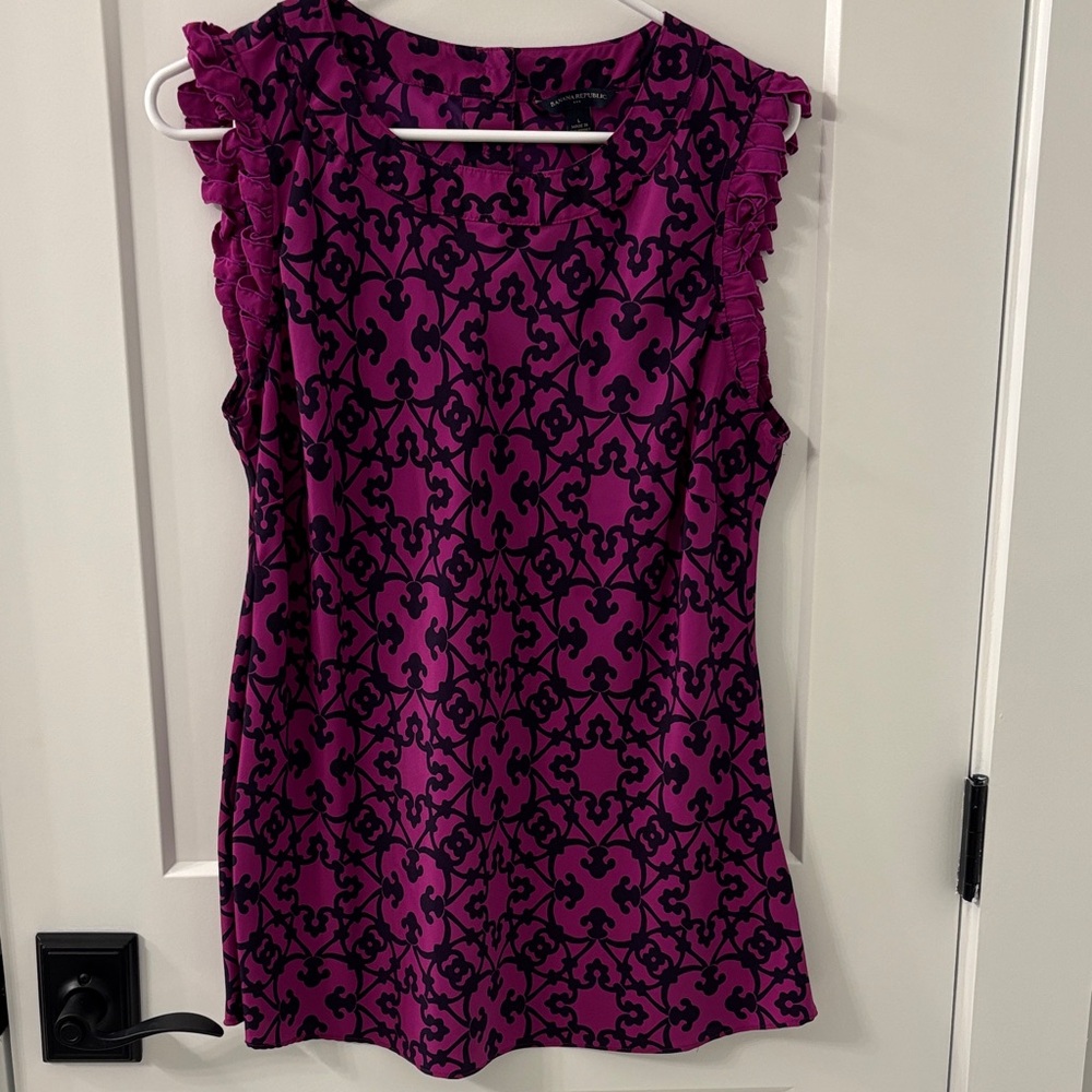 Banana Republic Magenta and Black Floral Top
